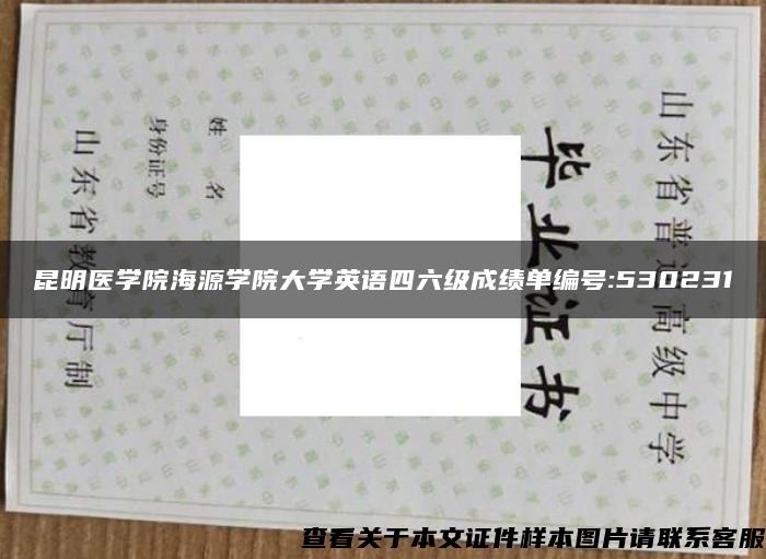 昆明医学院海源学院大学英语四六级成绩单编号:530231