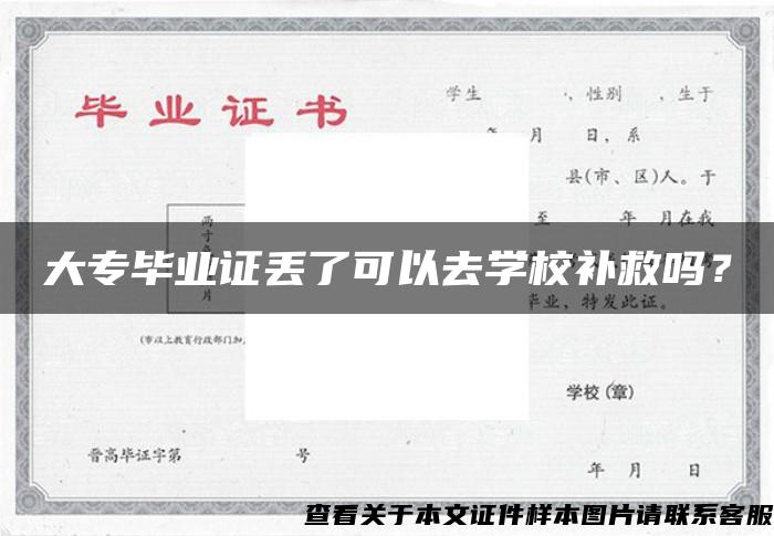 大专毕业证丢了可以去学校补救吗？