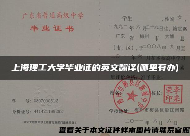 上海理工大学毕业证的英文翻译(哪里有办)