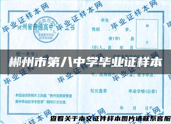 郴州市第八中学毕业证样本