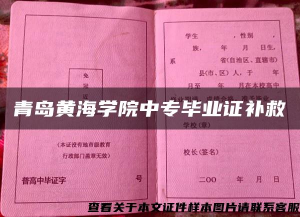 青岛黄海学院中专毕业证补救