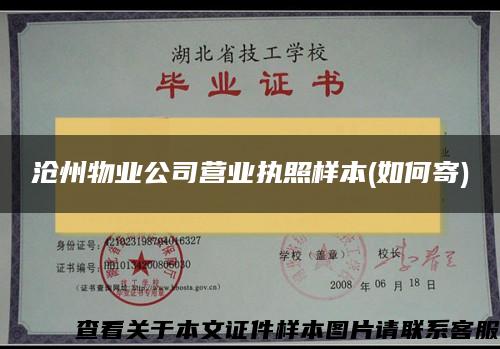 沧州物业公司营业执照样本(如何寄)