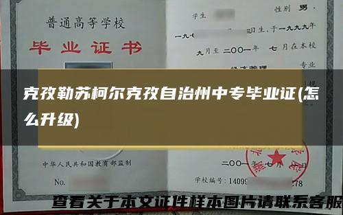 克孜勒苏柯尔克孜自治州中专毕业证(怎么升级)