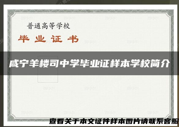 咸宁羊楼司中学毕业证样本学校简介