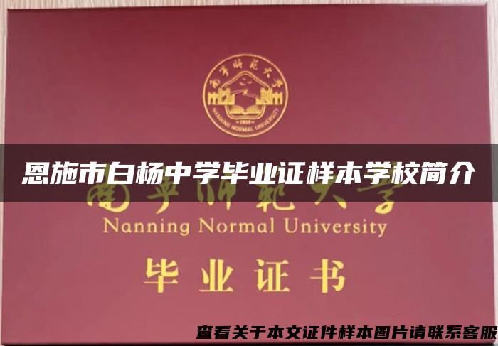 恩施市白杨中学毕业证样本学校简介