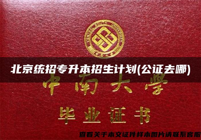 北京统招专升本招生计划(公证去哪)