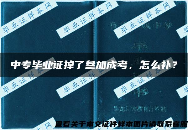 中专毕业证掉了参加成考，怎么补？