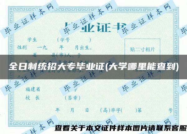 全日制统招大专毕业证(大学哪里能查到)