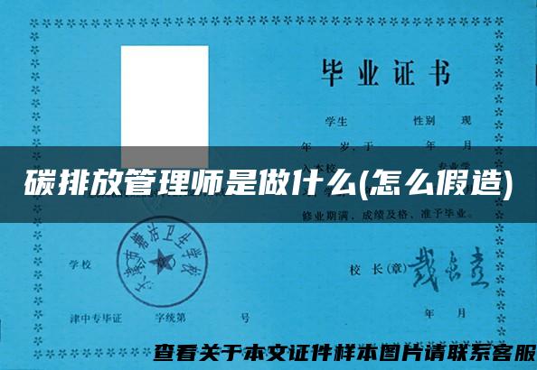 碳排放管理师是做什么(怎么假造)