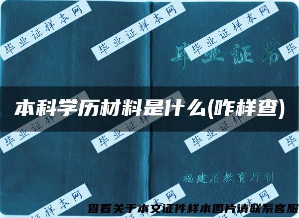 本科学历材料是什么(咋样查)