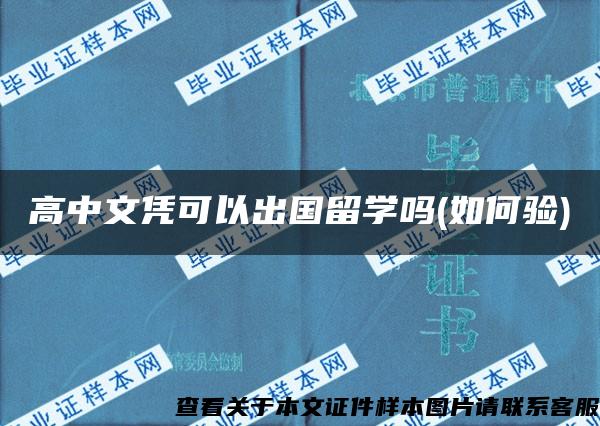 高中文凭可以出国留学吗(如何验)