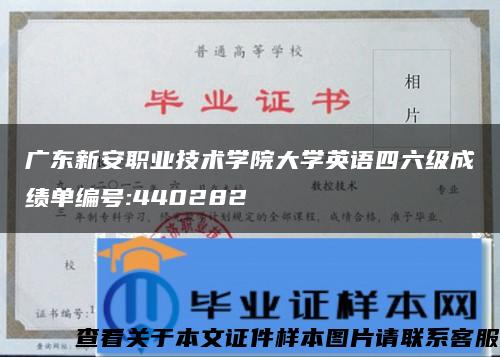 广东新安职业技术学院大学英语四六级成绩单编号:440282