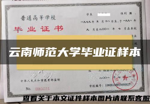 云南师范大学毕业证样本