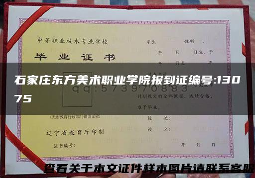 石家庄东方美术职业学院报到证编号:13075