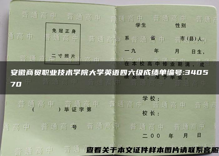 安徽商贸职业技术学院大学英语四六级成绩单编号:340570