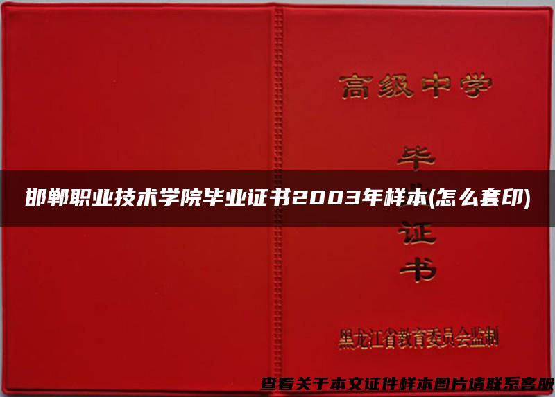 邯郸职业技术学院毕业证书2003年样本(怎么套印)