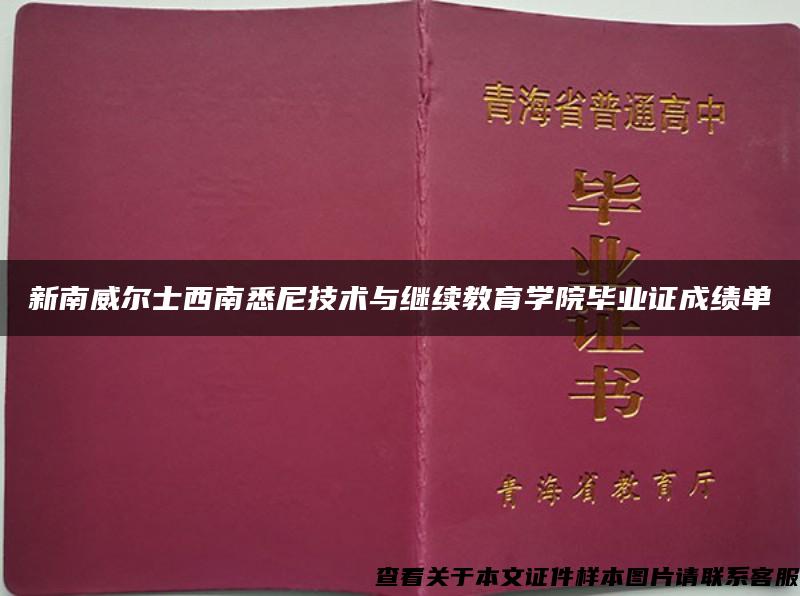 新南威尔士西南悉尼技术与继续教育学院毕业证成绩单