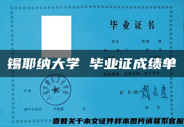 锡耶纳大学 毕业证成绩单