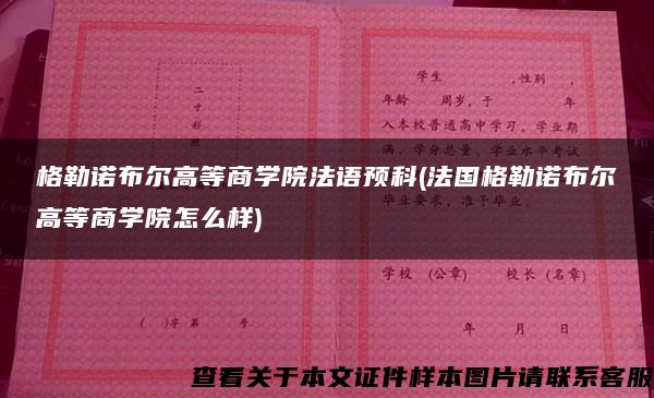 格勒诺布尔高等商学院法语预科(法国格勒诺布尔高等商学院怎么样)