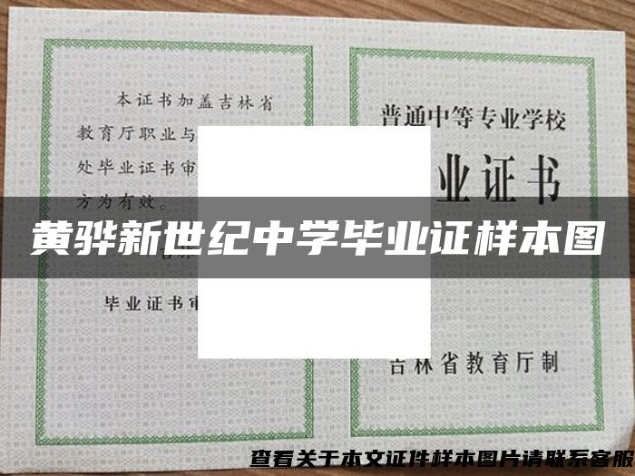 黄骅新世纪中学毕业证样本图