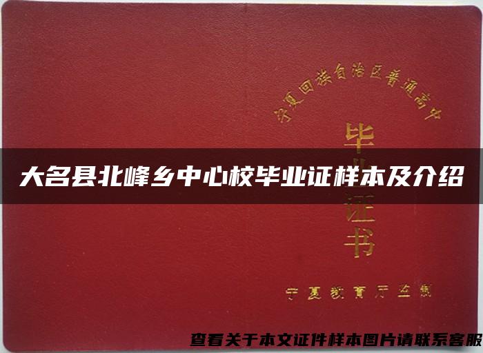 大名县北峰乡中心校毕业证样本及介绍