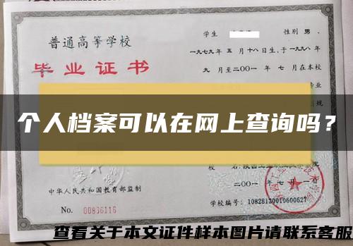 个人档案可以在网上查询吗？