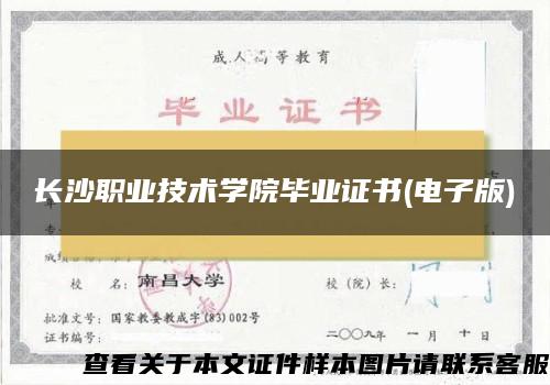 长沙职业技术学院毕业证书(电子版)