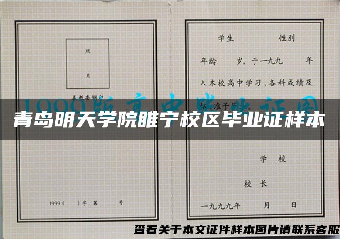 青岛明天学院睢宁校区毕业证样本