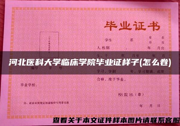 河北医科大学临床学院毕业证样子(怎么卷)