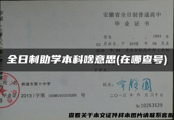 全日制助学本科啥意思(在哪查号)