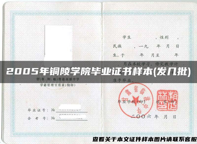 2005年铜陵学院毕业证书样本(发几批)