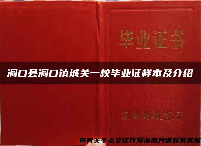 洞口县洞口镇城关一校毕业证样本及介绍