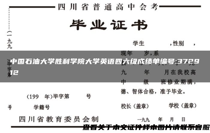 中国石油大学胜利学院大学英语四六级成绩单编号:372912