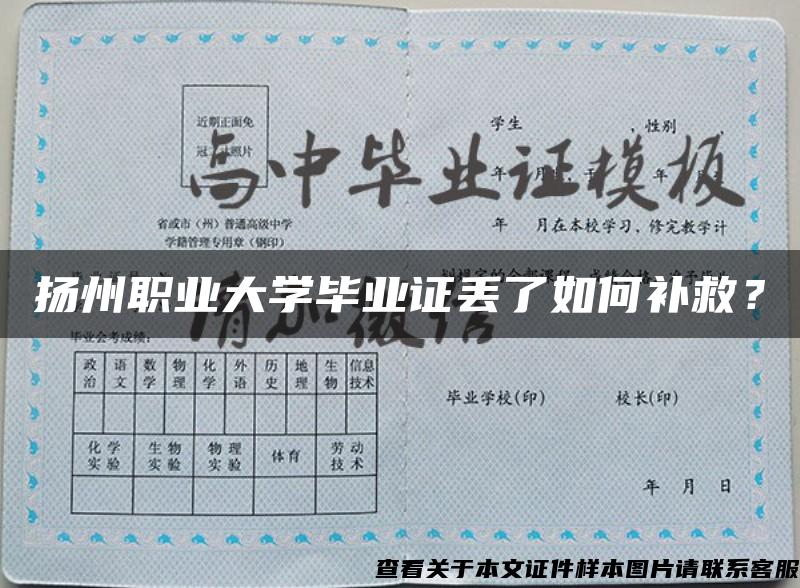 扬州职业大学毕业证丢了如何补救？