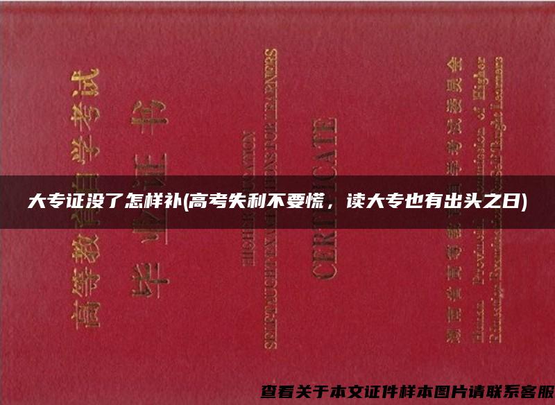 大专证没了怎样补(高考失利不要慌，读大专也有出头之日)