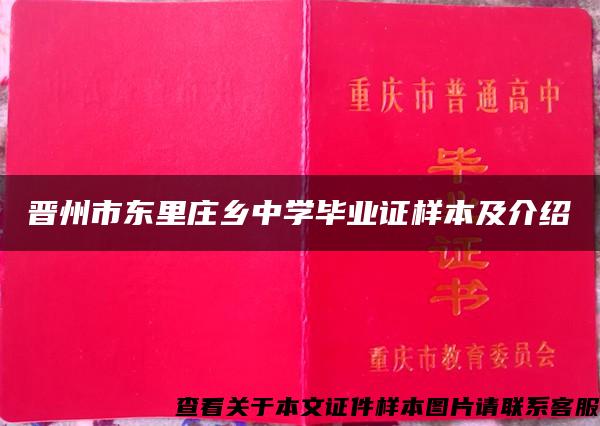 晋州市东里庄乡中学毕业证样本及介绍