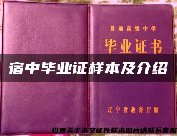 宿中毕业证样本及介绍