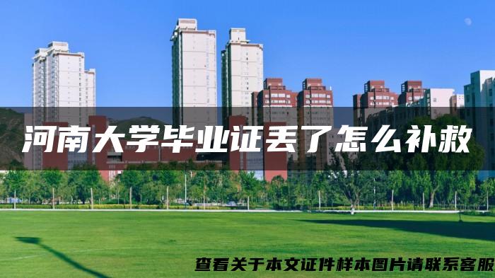 河南大学毕业证丢了怎么补救