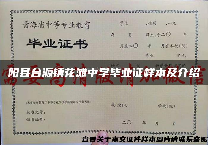 阳县台源镇花滩中学毕业证样本及介绍