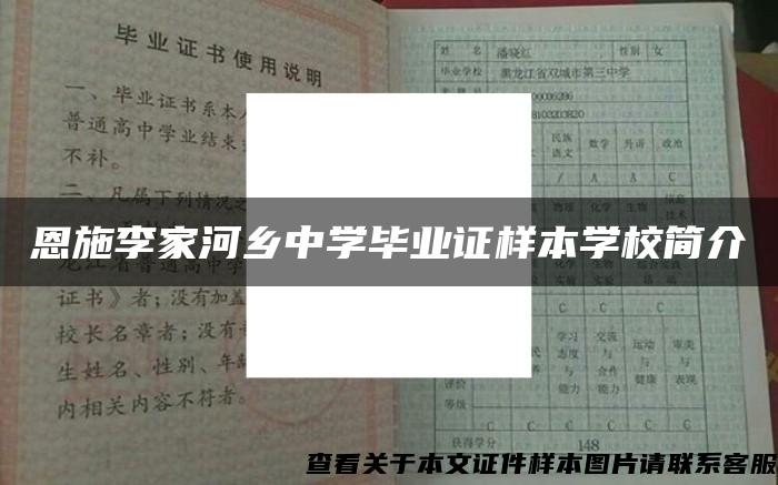 恩施李家河乡中学毕业证样本学校简介