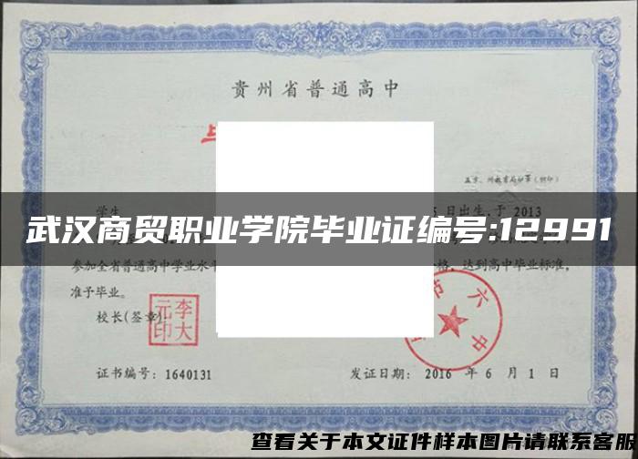 武汉商贸职业学院毕业证编号:12991