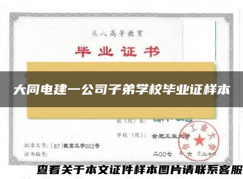 大同电建一公司子弟学校毕业证样本