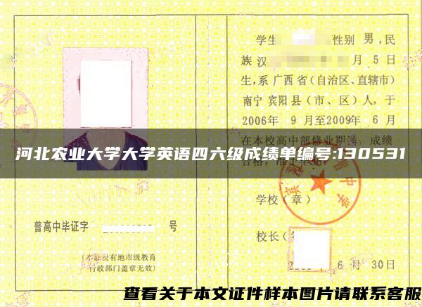 河北农业大学大学英语四六级成绩单编号:130531