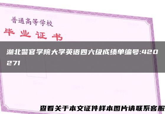 湖北警官学院大学英语四六级成绩单编号:420271