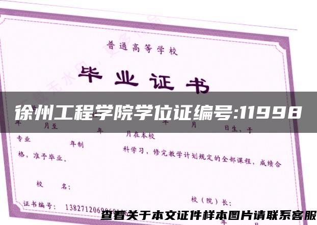 徐州工程学院学位证编号:11998