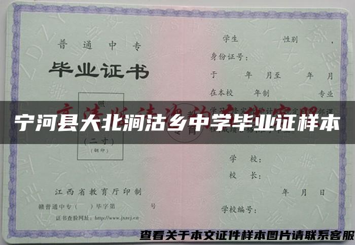 宁河县大北涧沽乡中学毕业证样本