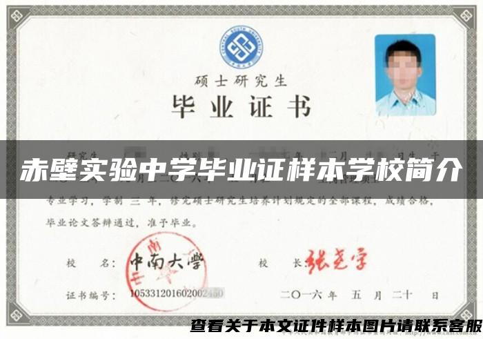 赤壁实验中学毕业证样本学校简介