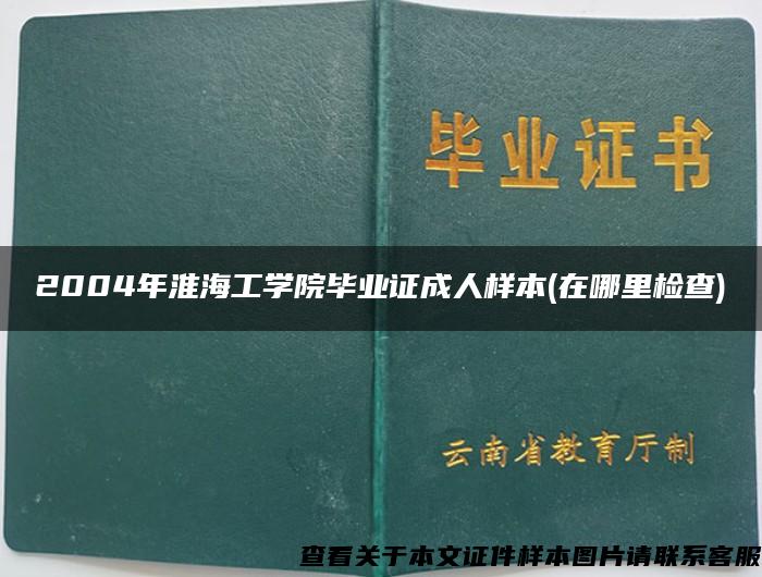 2004年淮海工学院毕业证成人样本(在哪里检查)