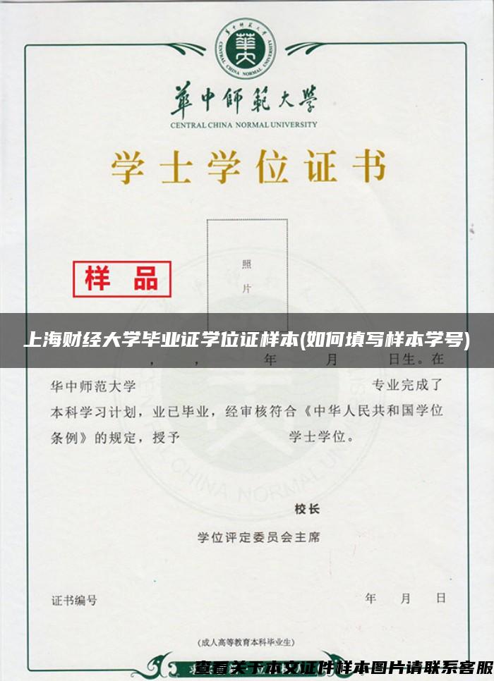 上海财经大学毕业证学位证样本(如何填写样本学号)