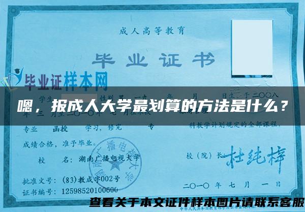 嗯，报成人大学最划算的方法是什么？